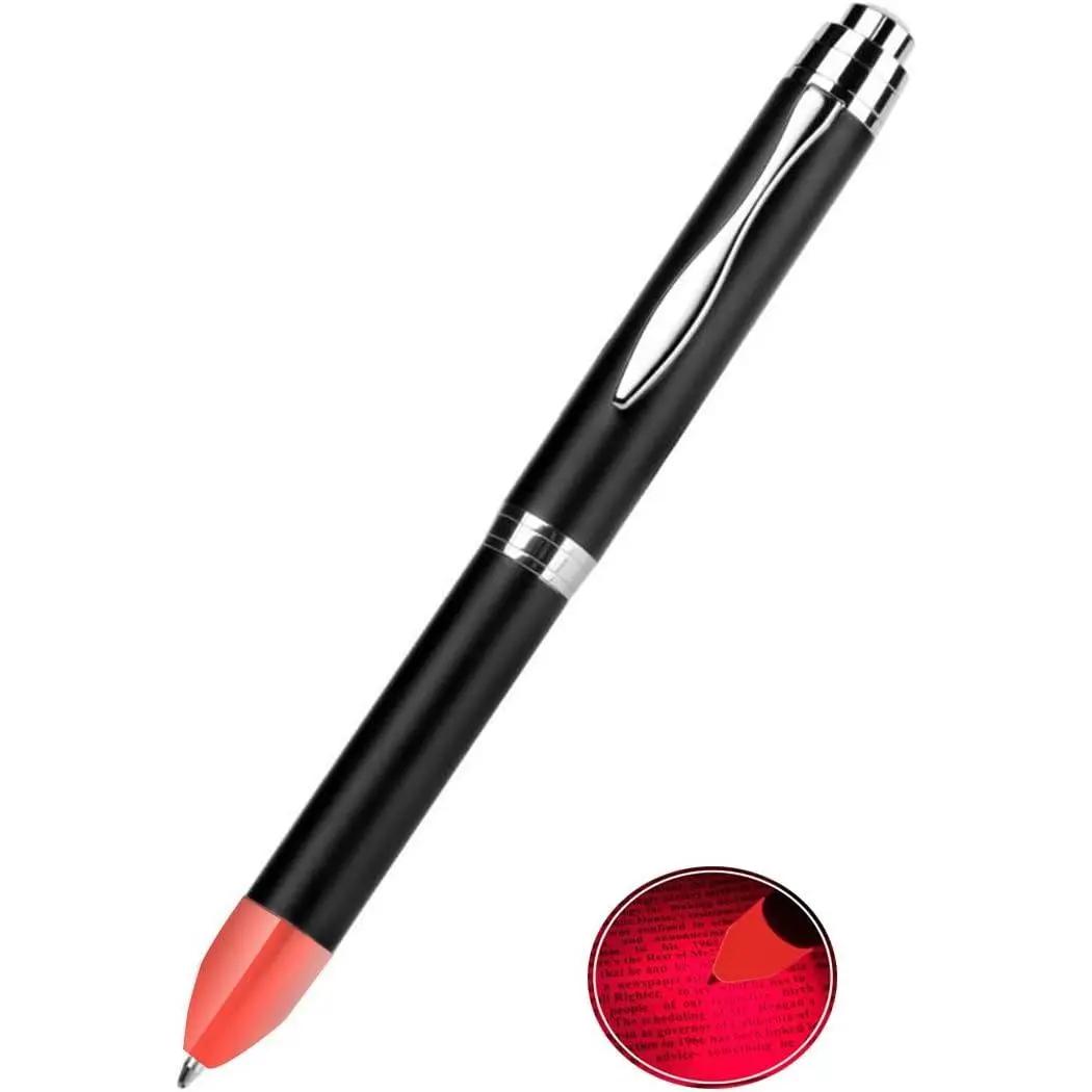 Light Up Pen, Technical Pen with LED Light Tip, Two Brightness Settings, AAA  , Small LED Flashlight Pen, Red Light (1-Pack)