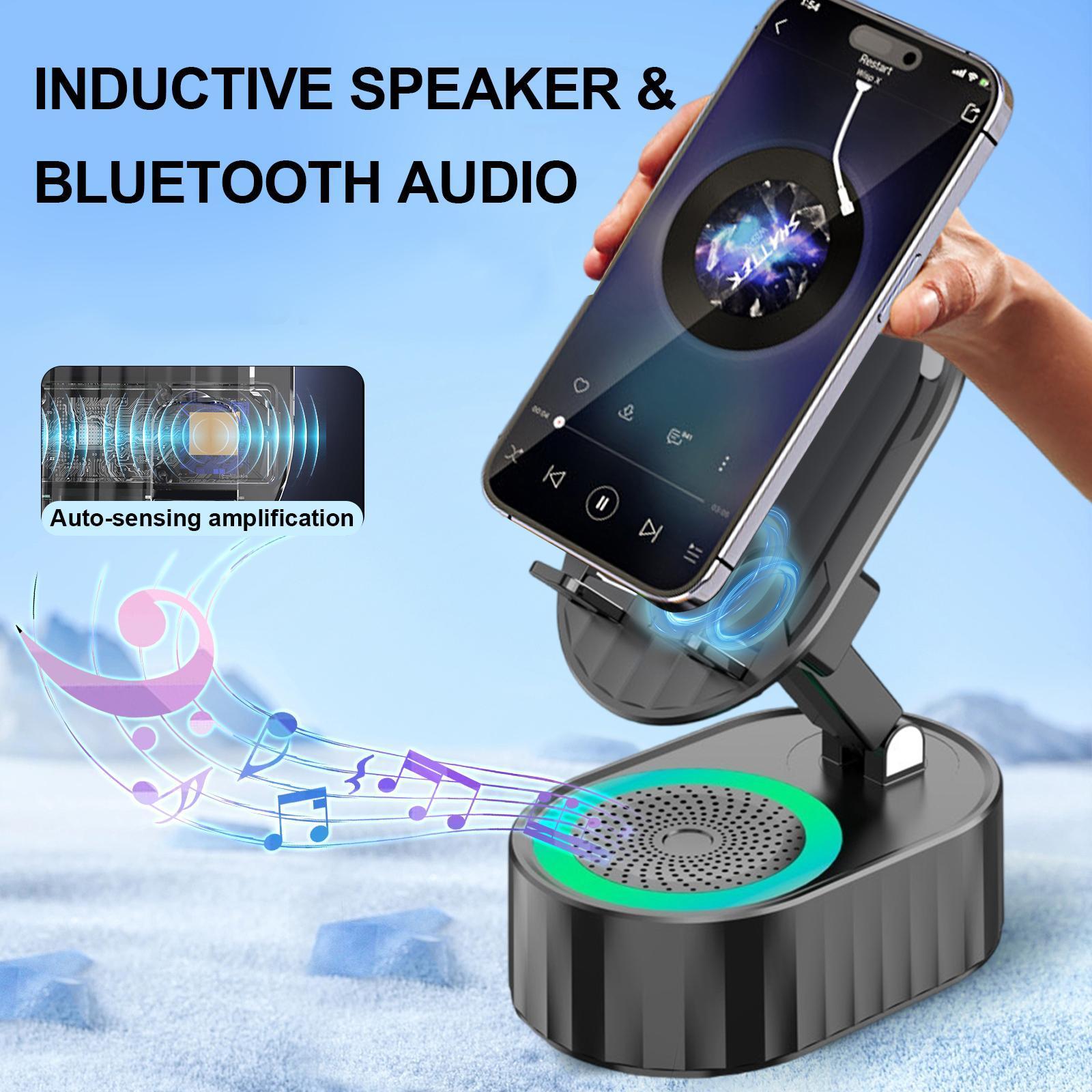New Cell Phone Holder Stand With Bluetooth Speaker Adjustable Desktop Live Lazy Tablet Bracket Support Portable Wireless Speaker