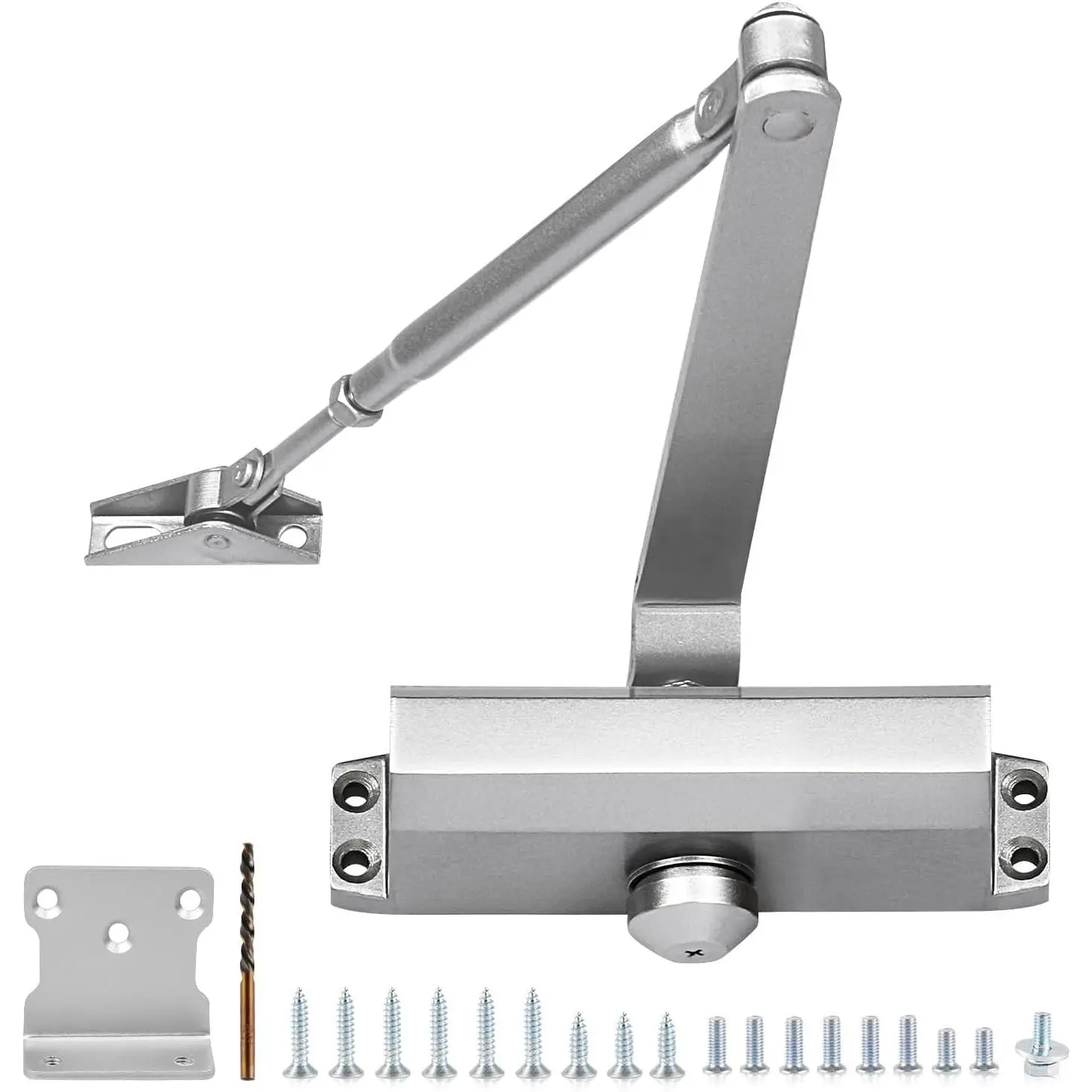 Quiet-Close Door Closer for : Hydraulic Automatic with Adjustable Speed for Residential Doors (57.3-95lbs) | Soft Close & Easy Install (Size 2)