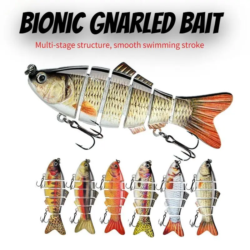 10cm 19.4g 6-Segment Flexible Swim Multi-Jointed Largemouth Bass Lure, Realistic Bionic Hard Bait, Fishing Gear and Equipment for Reservoir Outdoor Fishing Activities, Freshwater Saltwater Use, Predator Fish