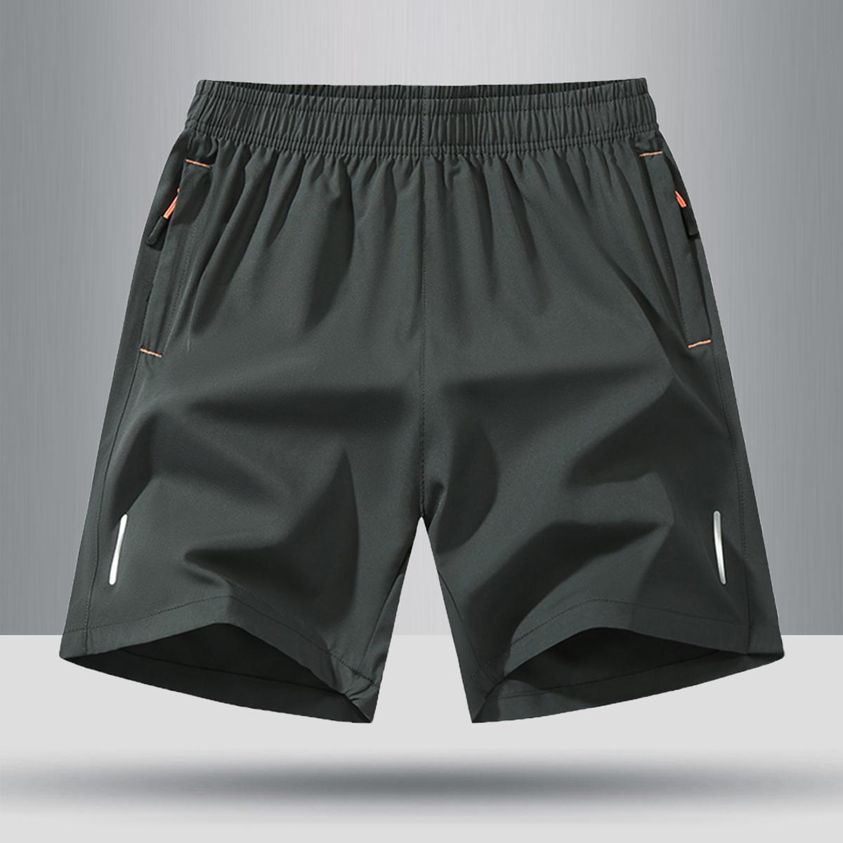 5-Pack, Men's Solid Color Zipper Pocket Shorts - Summer Casual Comfortable Breathable Three-Quarter Pants, Men's Everyday Bottoms, Tropical Beige, 5-Pack Men's Casual Breathable Shorts  Breathable Solid Color Zipper Shorts Menswear Plain SpringStatements