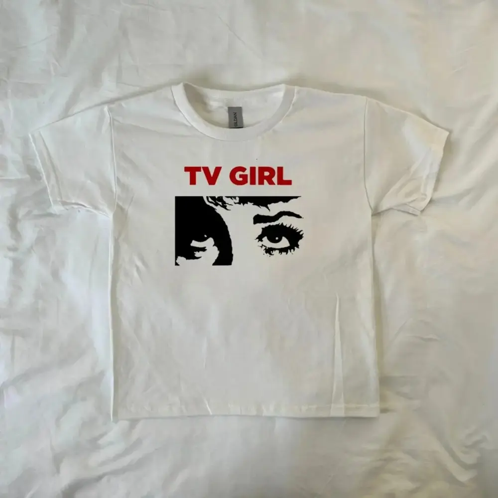 Handmade Print ShirtTV Girl Baby Tee, lovers rock, y2k clothing, Pinterest ,vintage