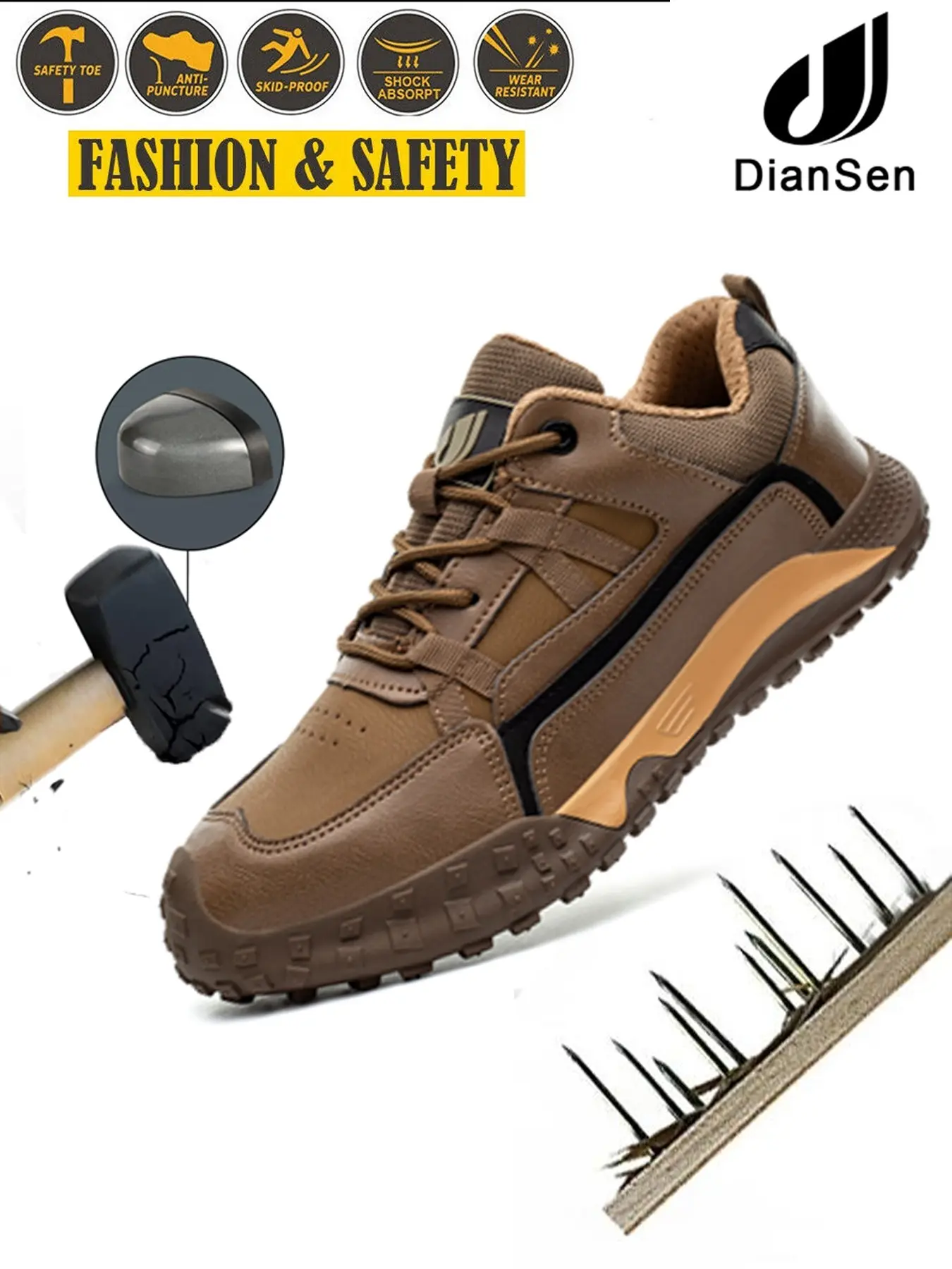 Steel Toe Shoes for men Lightweight Puncture Resistant Safety Footwear Industrial Work Footwear Workwear Shoes Work Shoes Safety Work Comfortable for Construction Warehouse Jobs all-season outdoor New Fashion Worker Steel Toe Workshoes