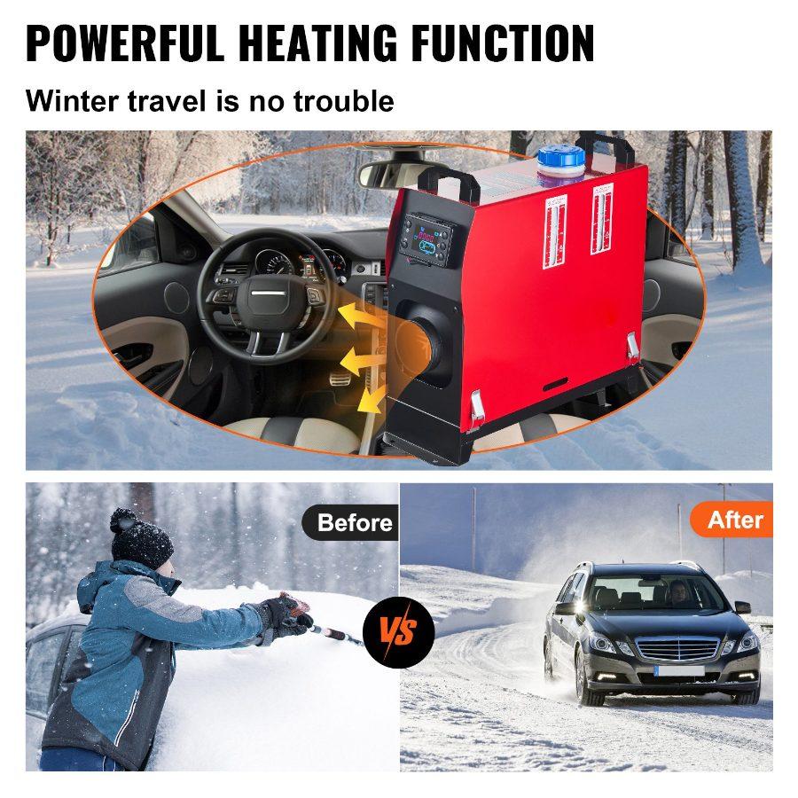 VEVOR 5KW Diesel Air Heater All in One 12V Diesel Parking Heater Silencer 5000W Diesel Heater Remote Control with LCD Switch for RV Motorhome Bus and Trailer