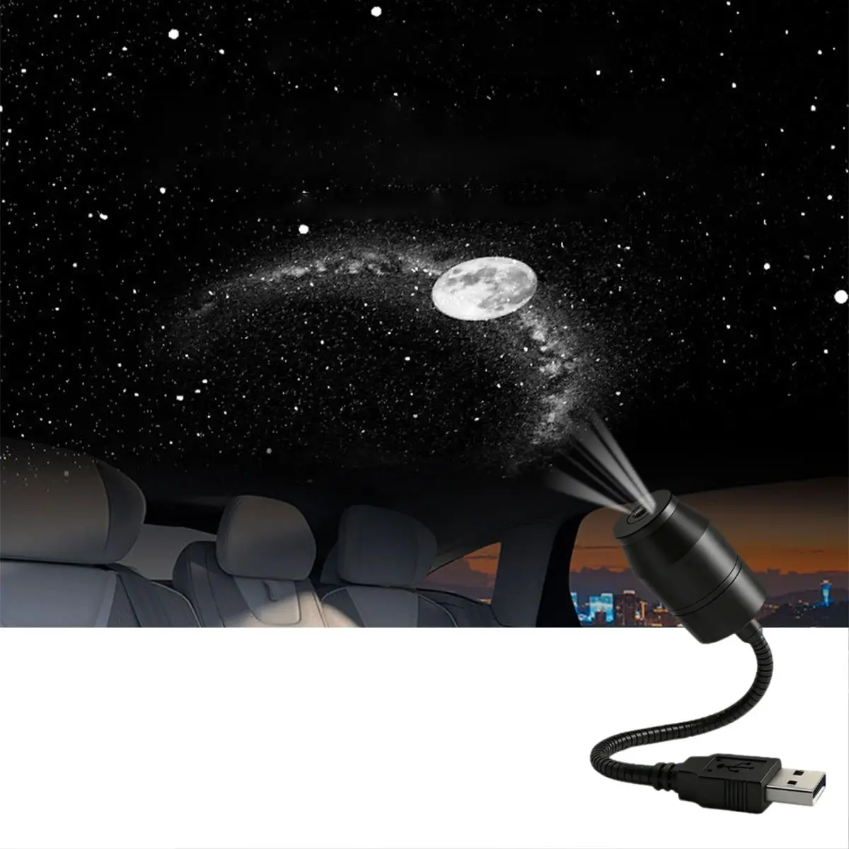 Car Interior Roof Starlight USB LED Starry Sky Projector Decoration Night Scene Party Bedroom Decoration Romantic Saturn Galaxy Light Atmosphere Lighting Led Star Lights