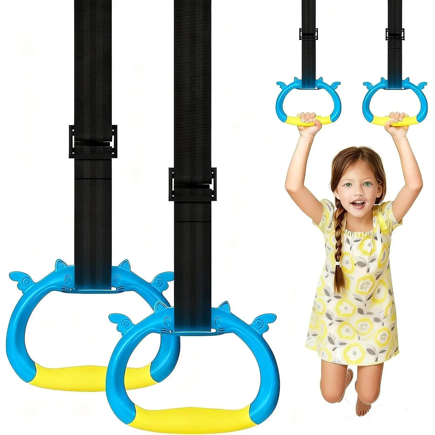 Professional Gymnastic Rings,Both for Adults and ,Support 550 LBS, Fitness Equipment,Indoor and Outdoor Pull-up Bar for Stretching and Height Increase,with Adjustable Straps