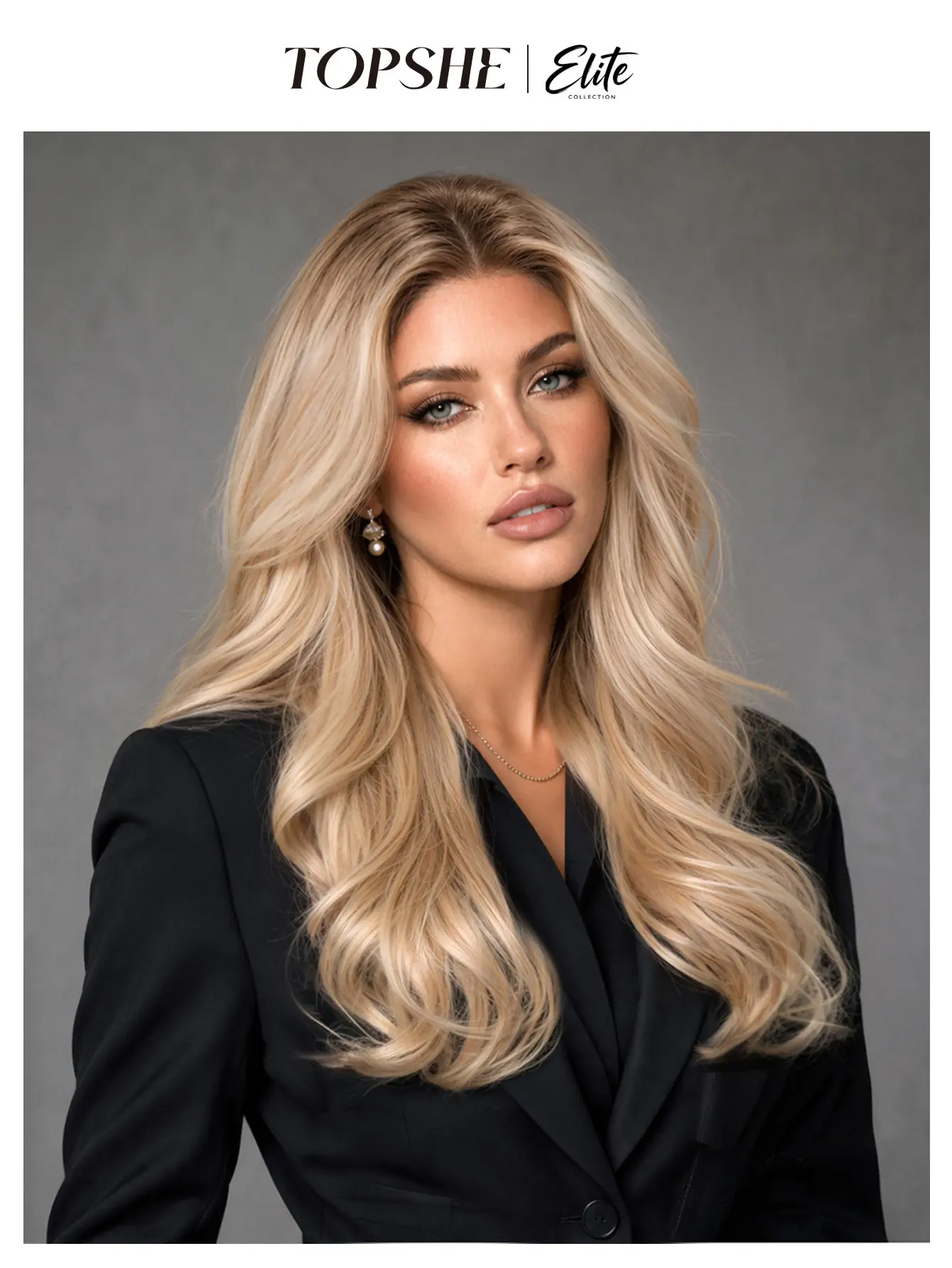 【NEW hairline】Alex | TOPSHE 24 Inch Dark Root Blonde Layered HD Lace Front Wig, Glueless Heat Resistant Synthetic Wig for Women