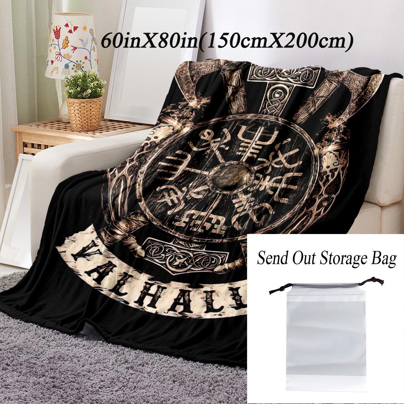 Viking Valhalla Pattern Blanket, Soft Warm Throw Blanket, Air-conditioned Room Blanket, Air Conditioning Blanket, Warm Nap Blanket for Home Office Travel Camping #TOP PICKS