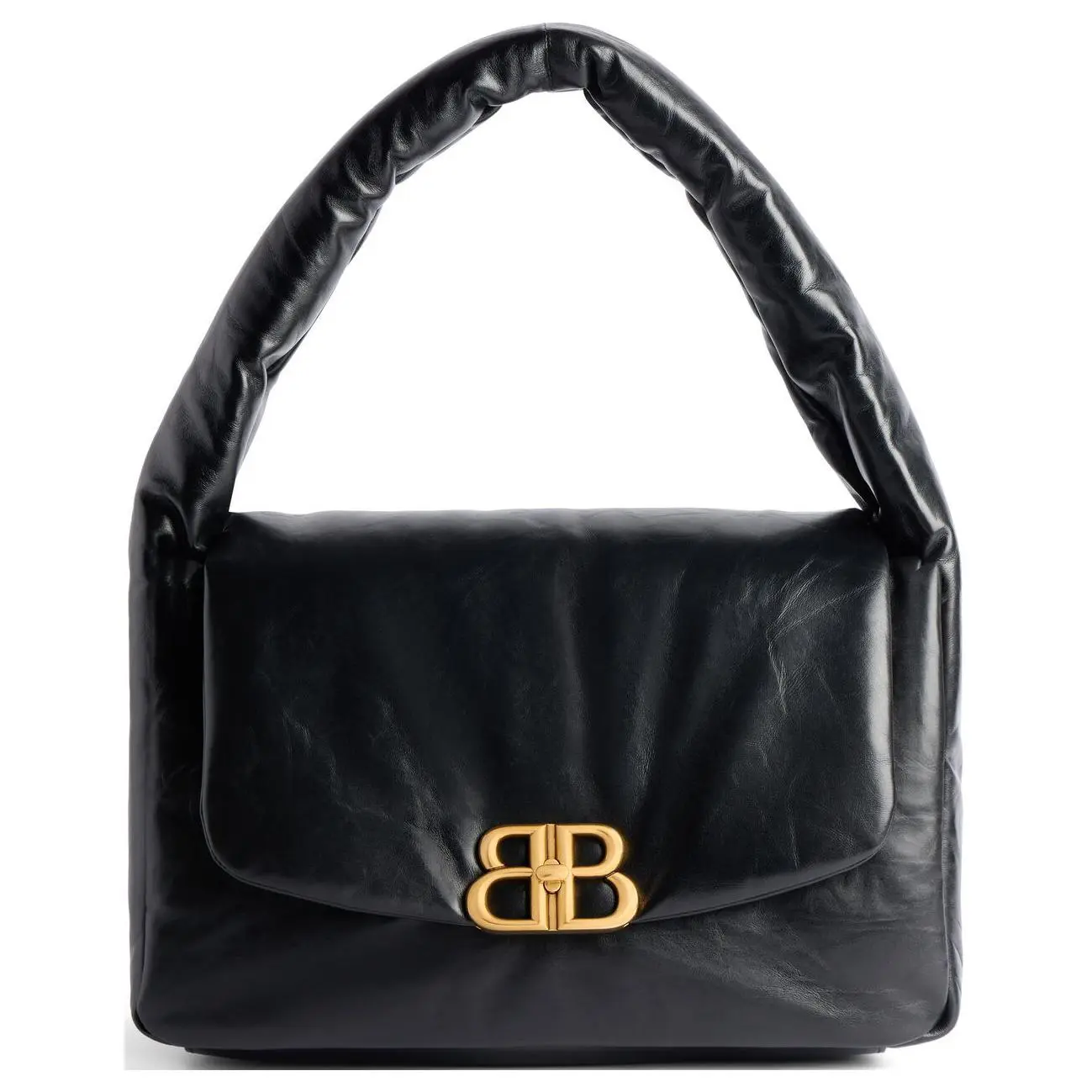 Balenciaga Leather Crossbody Shoulder Bag for Women with Metal Logo Clasp Closure in Black
