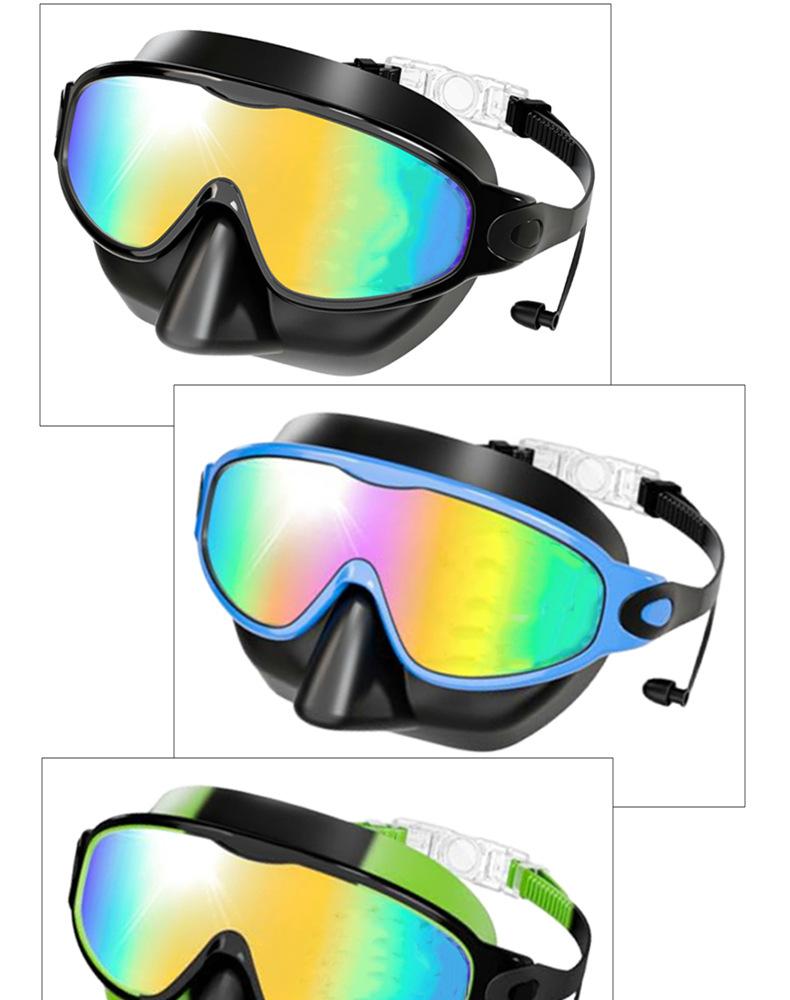 Best-selling children's swimming goggles, adult large-frame nose-protecting waterproof anti-fog high-definition swimming goggles