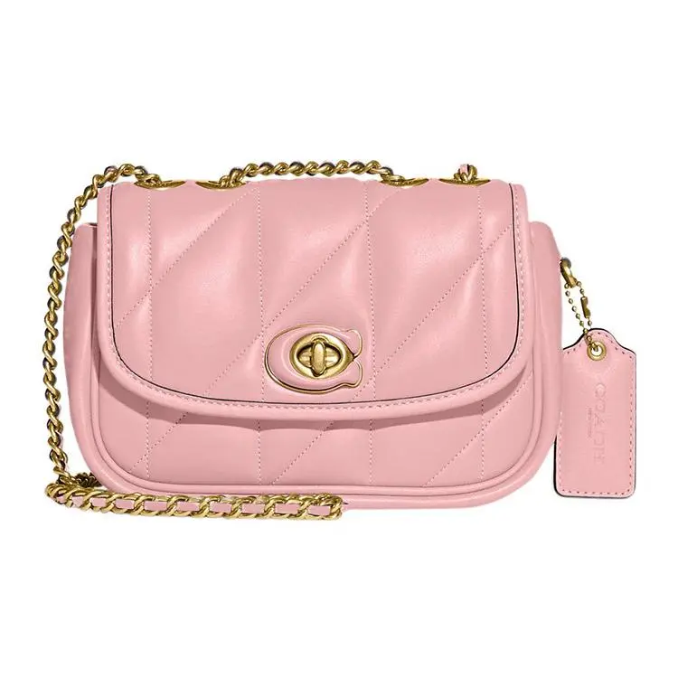 Coach Pillow 20 Quilted Satchel with Twist Lock Closure in Nappa Leather, Medium Crossbody Bag for Women, Pink