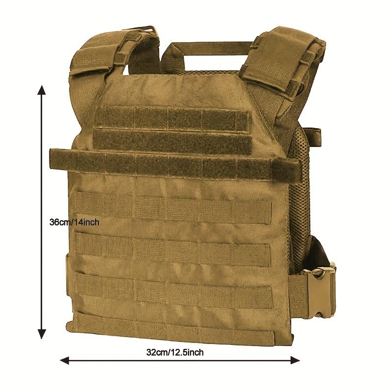 1pc Adjustable Lightweight Tactical Training Vest - Khaki, Durable Nylon Blend, All-Season Comfort with Multiple Pockets & Customizable Attachments for Outdoor Hunting