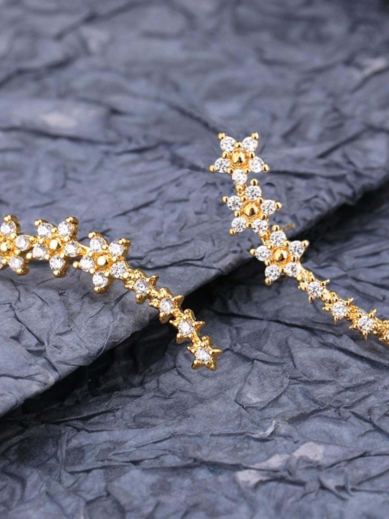 Flower Earrings For Women Sparkling Crystal Rhinestones Hypoallergenic Studs Minimalist Jewelry All Seasons L34