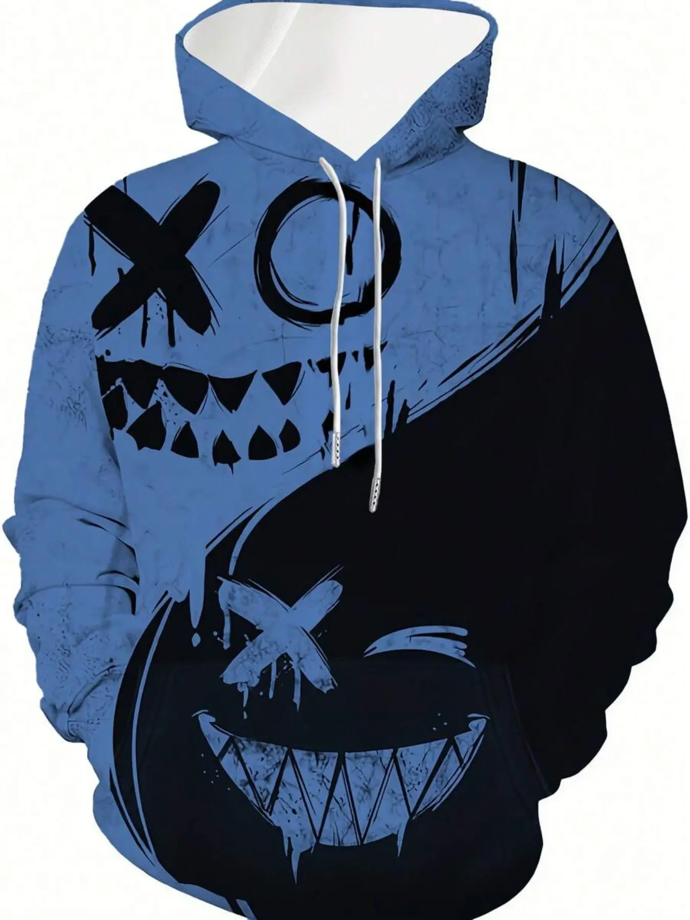 Men's 3D Pattern Print Casual Sweatshirt, Smiley Face Design, Hooded Long Sleeve, Pocket Included, Fall & Winter Fashion, Ideal Gift, Graphic Print Hoodie