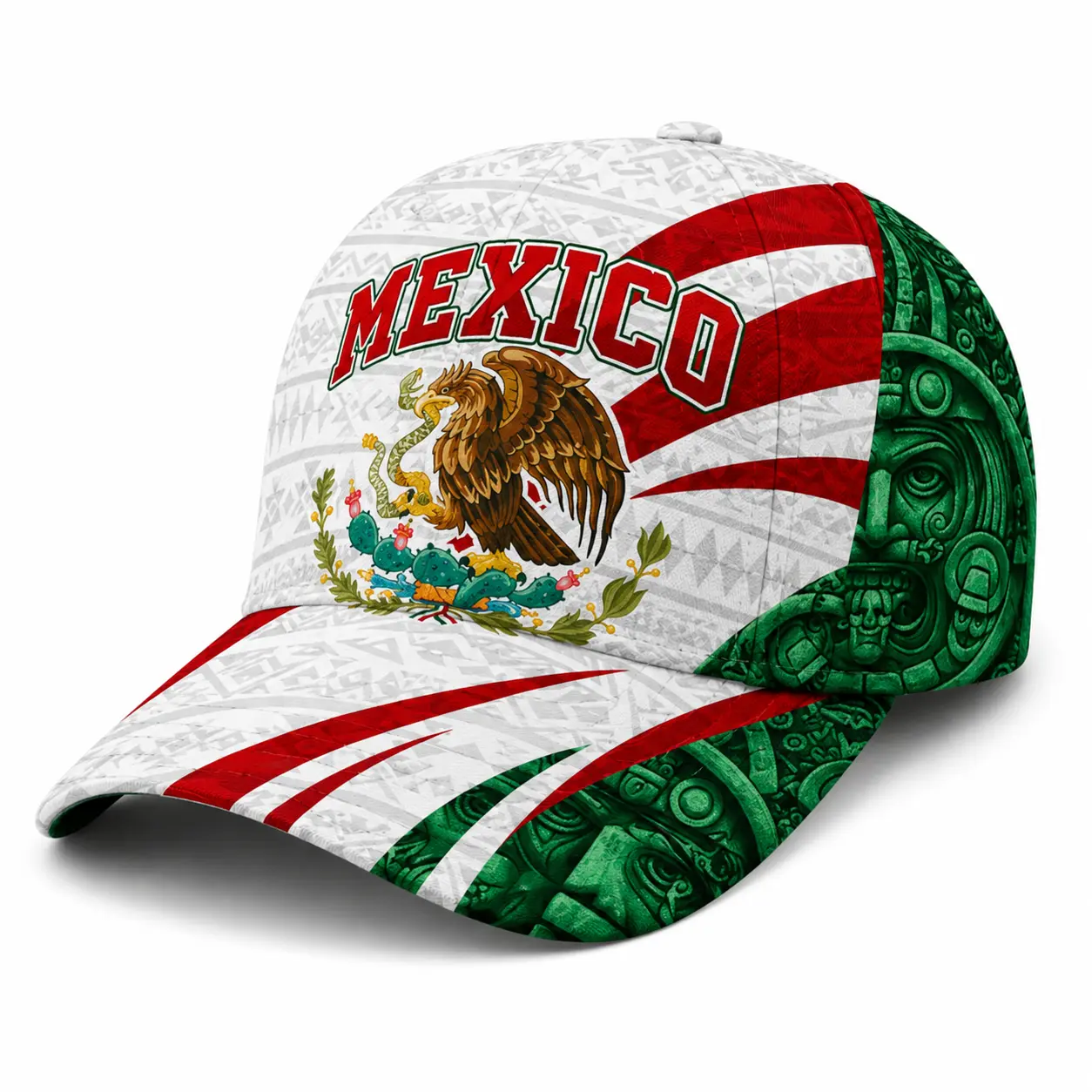 Mexico Eagle Graphic Baseball Cap Adjustable Snapback Hat, Aztec Print Curved Brim Cap for Men Women, Streetwear Outdoor Sun Hat,sooners baseball,stylish golf,nets fan, football supporter ,raptor printed hat,official soccer,unisex summer,classic baseball