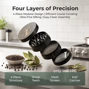 2.4inch 6cm Mini Manual Pepper Mill Peppercorn Dry Spice Grinder Tree of Life Print Pattern Compact Kitchen Seasoning Tool Home Cooking Meal Prep Kitchen Gadgets