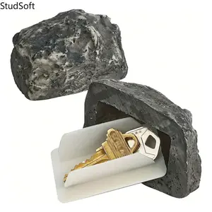 Fake Rock Key Hider, Real Stone Appearance Resin Safe Storage Box, Waterproof Outdoor Garden Yard Hidden Spare Keys Holder, Home Security Decoration