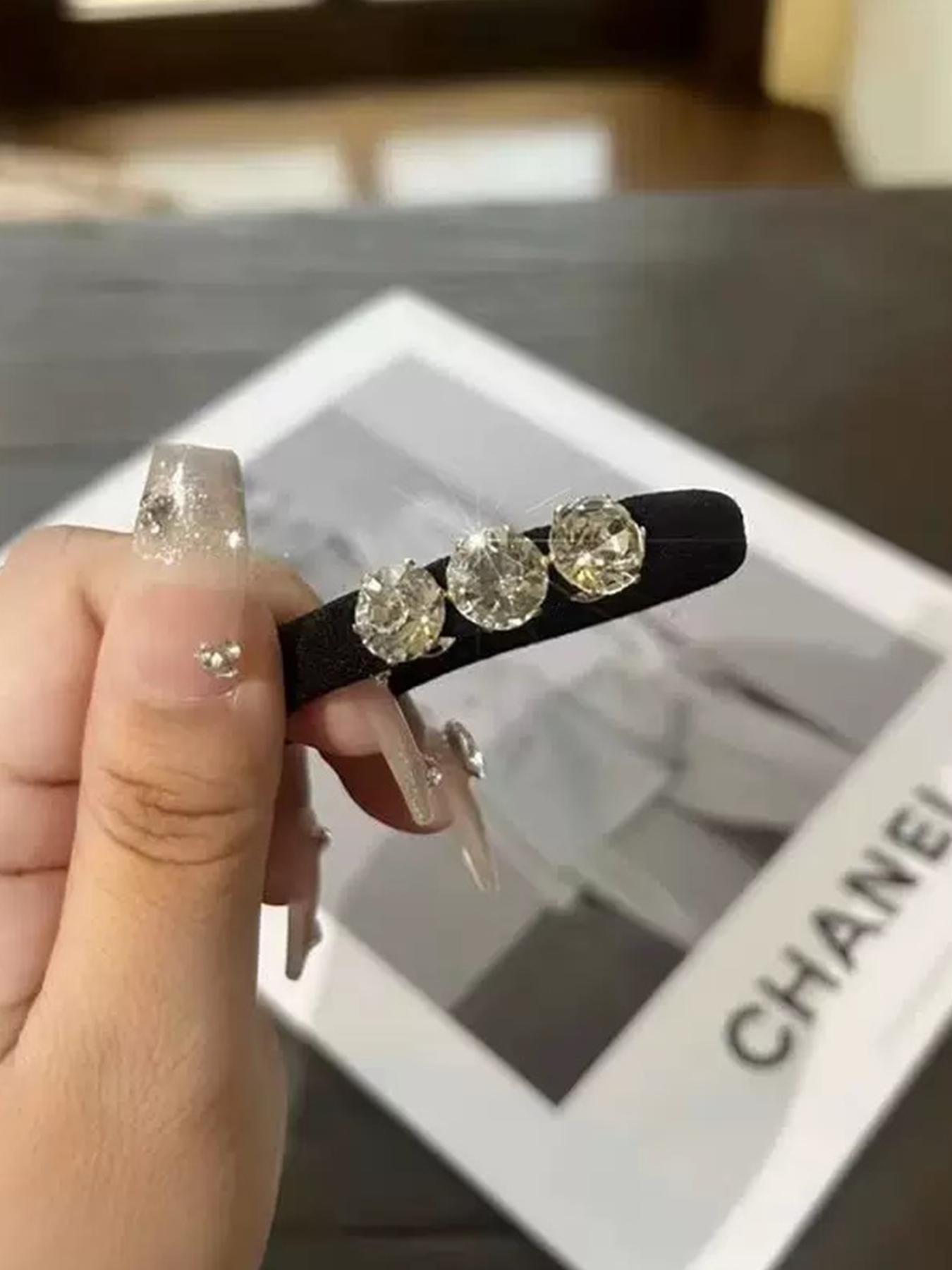 Rhinestone Decorated Hair Tie, High Elasticity Hair Tie, Fashion Hair Accessories for Women & Girls, Minimalist Headwear Suitable for Thick Hair, Elastic Hair Accessory