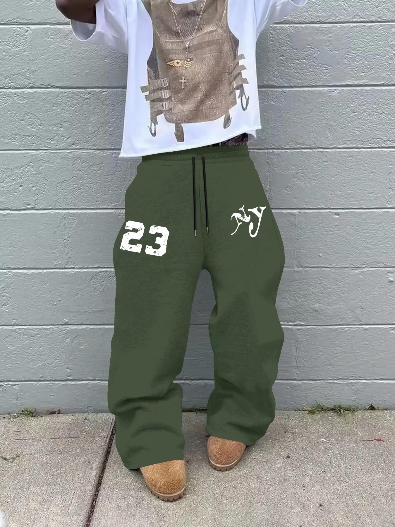 Men's Fashion Casual Relaxed Fit Solid Color Straight Wide-Leg Lightweight Sweatpants, Comfortable Pants for Summer Daily Wear