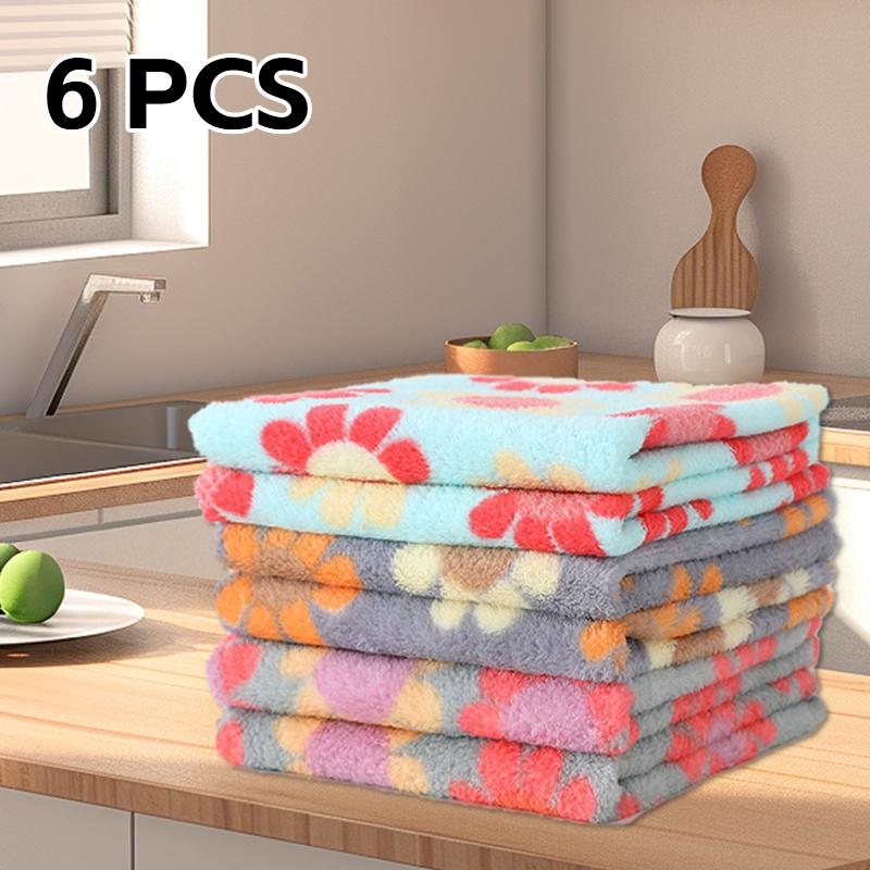 Bohemian Floral Washcloth Set, 6-Pieces , Absorbent & Quick-Dry, Soft Texture, Perfect for Luxury Home Bathroom Use, Premium Towel Set, Quick Drying Towel