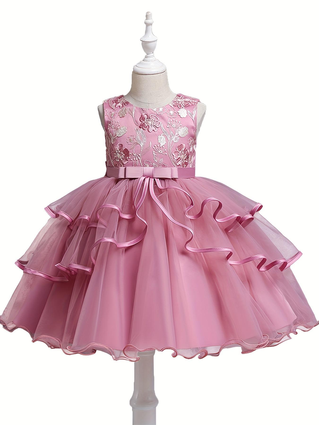 Formal Occasions Girls Mesh Embroidered Puffy A-line Princess Dress Birthday Evening Party Wedding Flower Girls Party Dress Gifts  Gifts