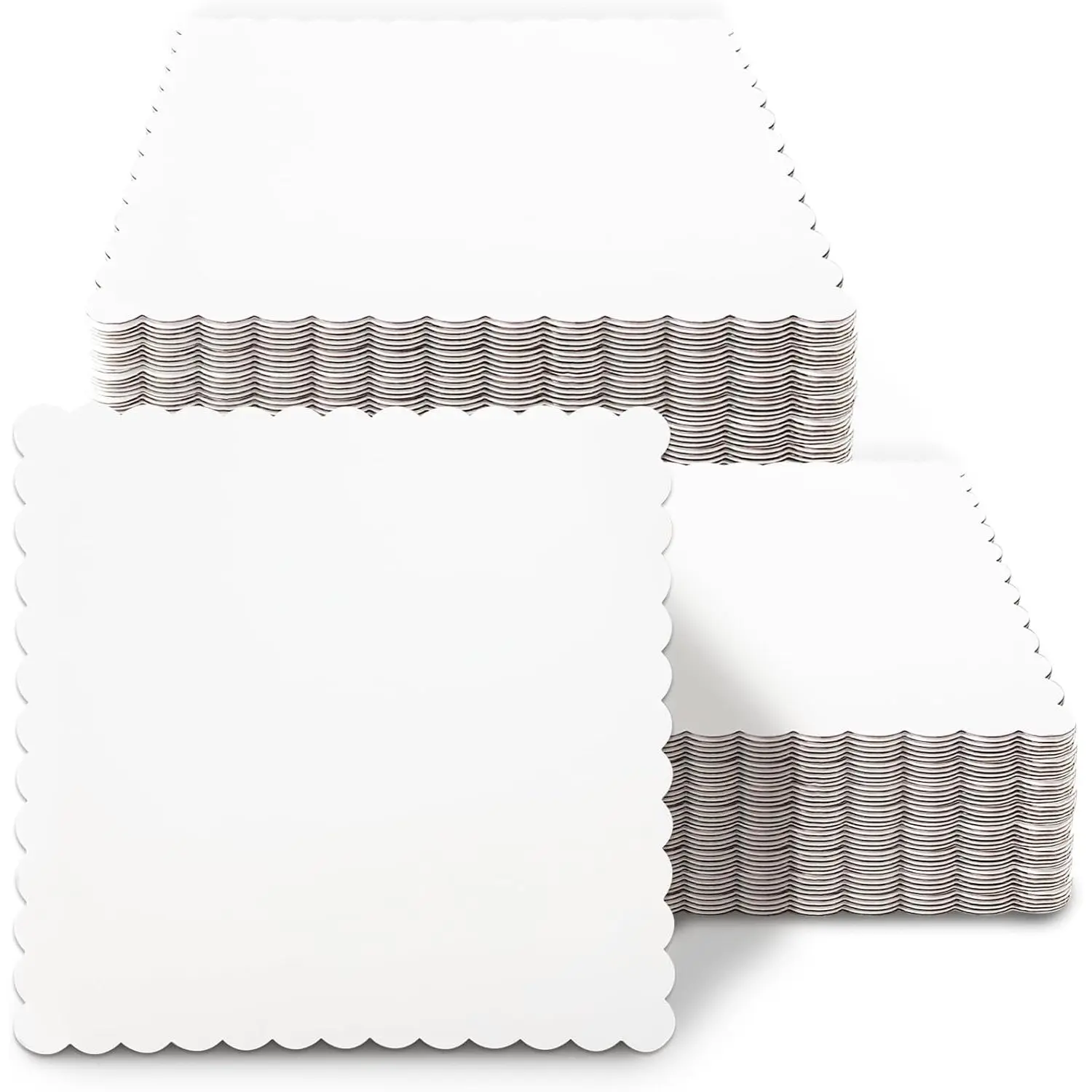 White 6 Inch Wave Cake Boards 15-Packs Squares Base -Grade Cardboard Wave Cake Plate(Thinner But Stronger)