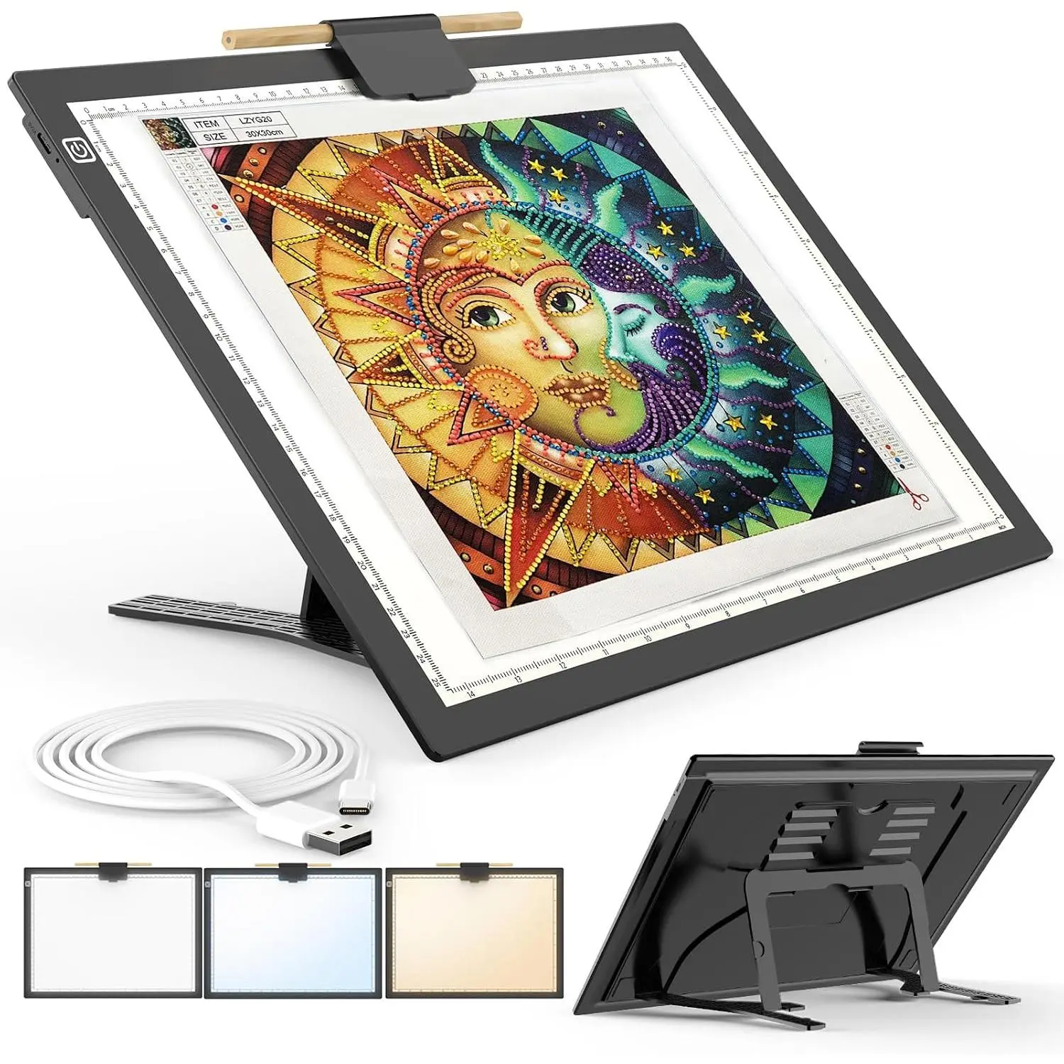 A4 Light Box for Tracing, Light Pad for  Painting, Light Board, Ultra-Thin Copy Board with 3 Levels/Stepless Adjustable Brightness for Drawing, Sketching, Animation
