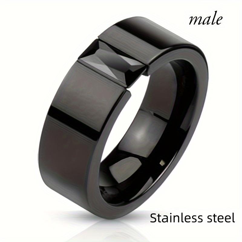 Stylish Couples Ring Set - Durable Stainless Steel with Sparkling Black Cubic Zirconia - Romantic Anniversary Gift for Him and Her - Hypoallergenic & Scratch-Resistant Design