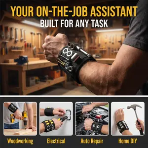 Magnetic Wristband Tool Holder, Adjustable Breathable Storage Armband, Wrist Magnet Strap for Holding Screws, Nails, Bolts & Drill Bits, Tool Organizer, Tool Pouch, Tool Pockets-YY0