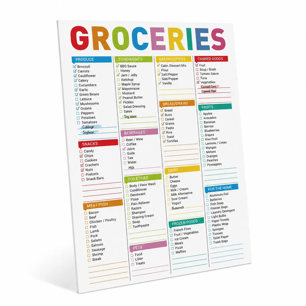 Magnetic Shopping List Notepad, Refrigerator Magnet Grocery List, Household Kitchen Purchase Checklist, Food Category Checklist, Daily Errand Planner, Organizer, Home Organization