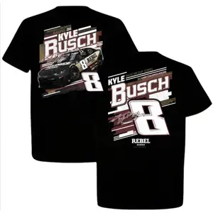 180g[100%cotton]Men's Kyle Busch Richard Childress Racing Team Rebel Bourbon Draft Cotton T-Shirt - NASCAR Racing Print, Casual Classic Streetwear, Full Size, Full Color, Gift For Fans