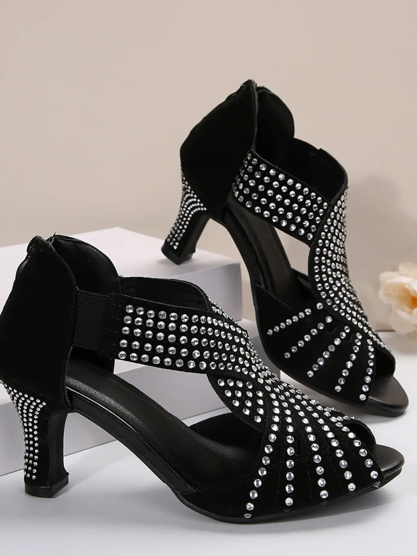 Shining Party Comfort Fish Mouth High Heel Sandals, Elegant Heeled Sandals, Stylish Women's Shoes for Special Occasions, Perfect for Dancing & Celebrations