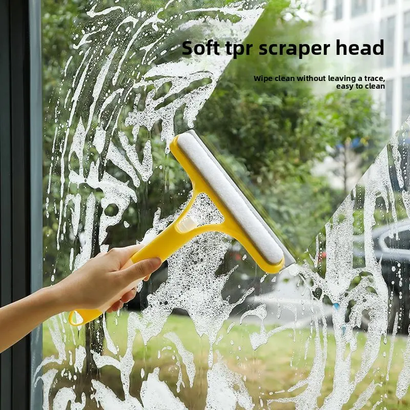 3-in-1 Window Squeegee Cleaner, Multi-Function Glass Wiper Tool for Windows, Mirrors, Shower & Kitchen Surfaces