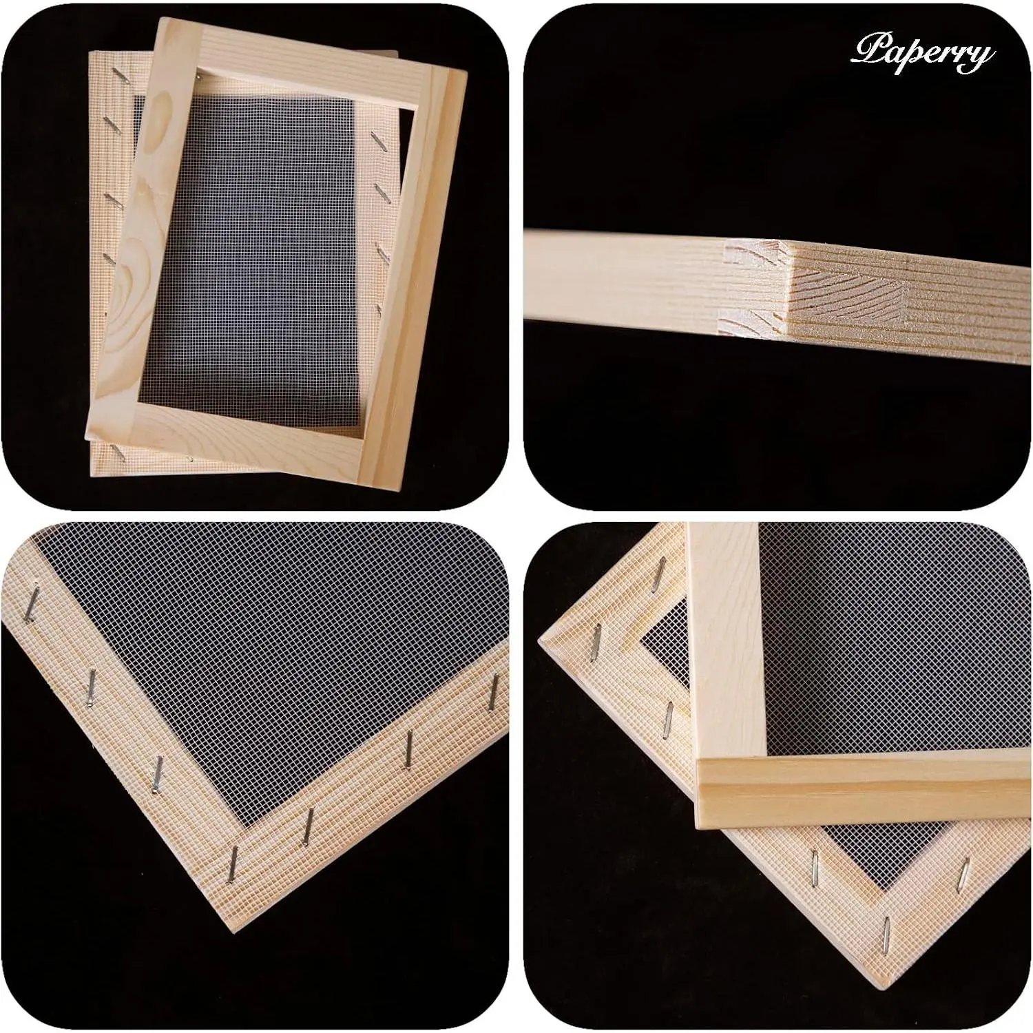 Complete A6 Paper Making Screen Kit with Pine Wood Mould Deckle, Couching Cloth, Sponge, Confetti & Instructions for DIY Handmade Paper, 10 x 15 cm