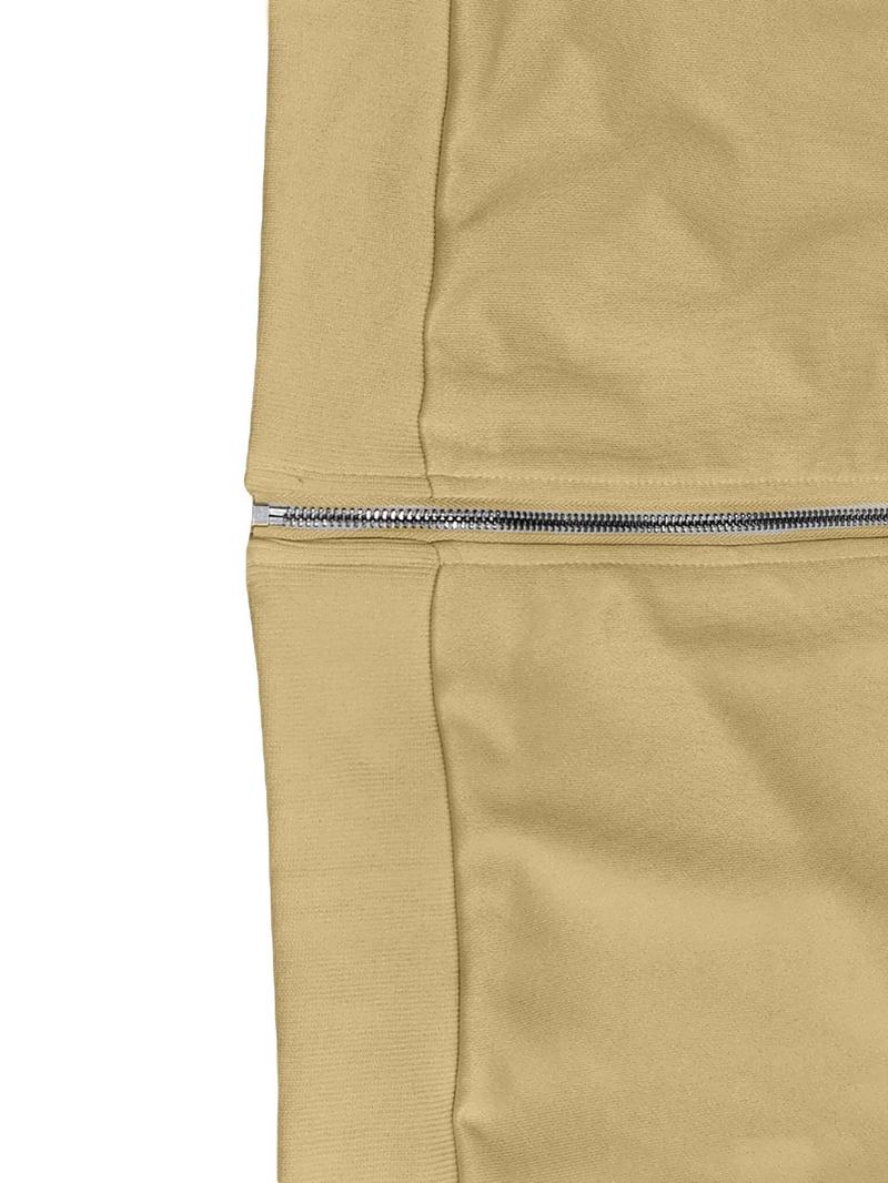 Women's Solid Zip Up Crop Jacket & Drawstring Waist Pants Two-piece Set, Casual Fashion Drop Shoulder Long Sleeve Top & High Waist Trousers for Daily Outdoor Wear, Women's Clothing for Spring & Fall