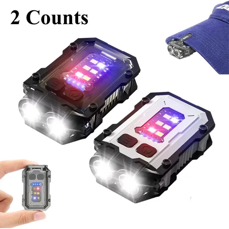 2-Pack Mini Keychain Flashlight with Clip, LED Magnetic Base, Edc Pocket Light, Portable Light, USB Rechargeable, Ideal for Emergency, Outdoor Activities, Dog Walking