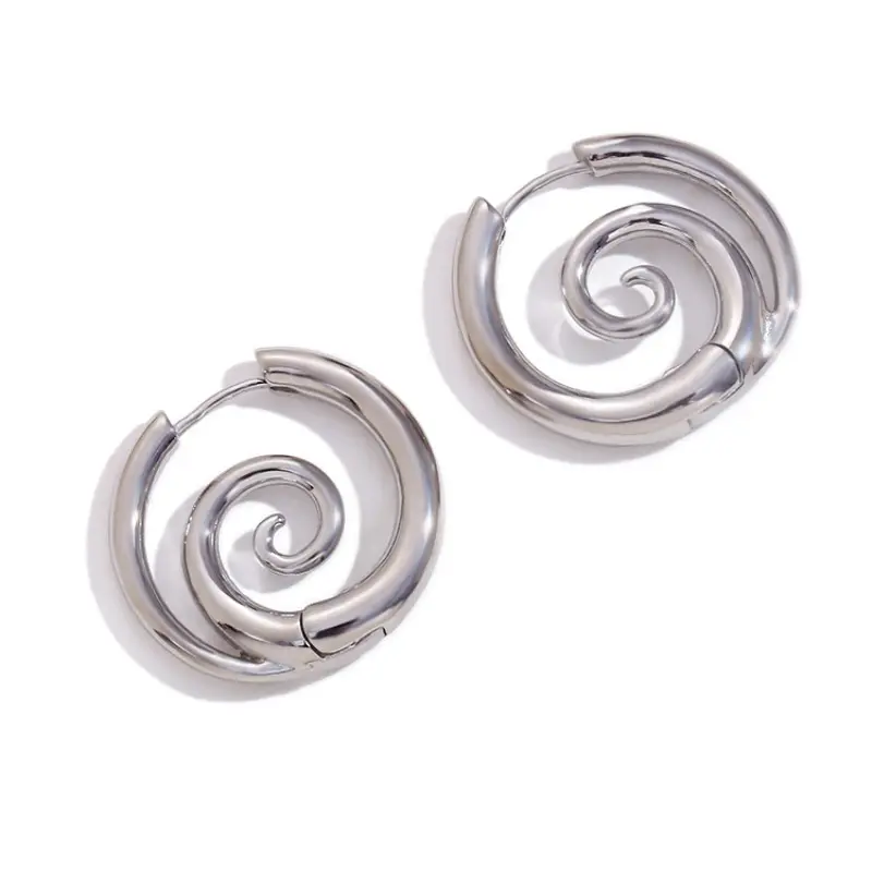 Niche Trendy Spiral Snail Drop Earrings for Ladies, 18K Gold‑Plated Stainless Steel Fashion Ear Jewelry, Sleek Minimal Design, Skin‑Friendly for Casual Outfit & Festival Occasions