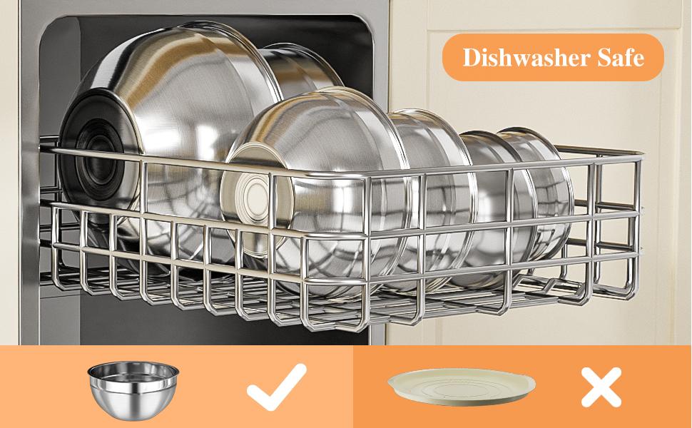 Mixing Bowls with Lids Set, 6 PCS Stainless Steel Mixing Bowls with 3 Grater Attachments, Kitchen Food Storage Organizers Nesting Mixing Bowl, Large Size 4.5, 3.5, 2.1, 1.5, 1.1, 0.7QT