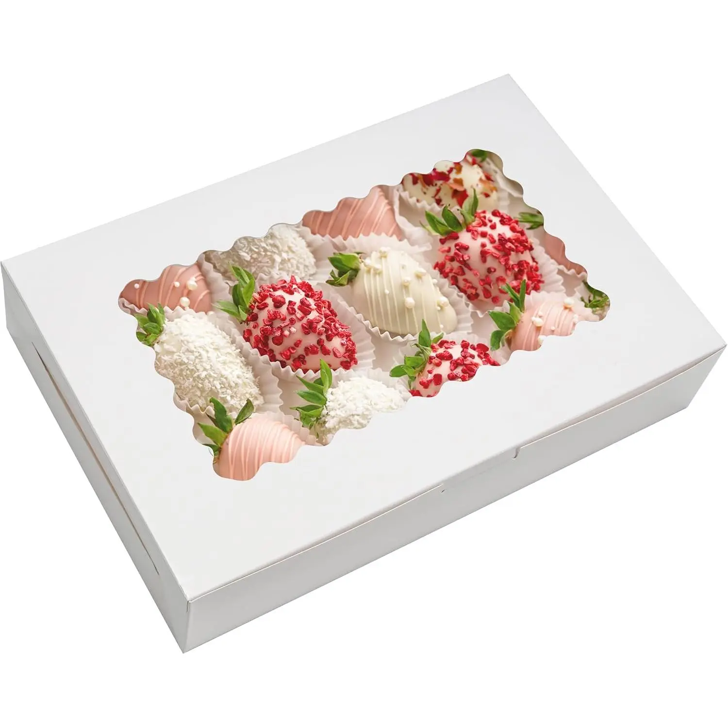 5 Pack Cookie Boxes 12x8x2.5inch Bakery Boxes with Window  Boxes for Cookie Packaging  Giving Dessert Boxes for  Covered Strawberries, Donuts, Cocoa Bombs (White)