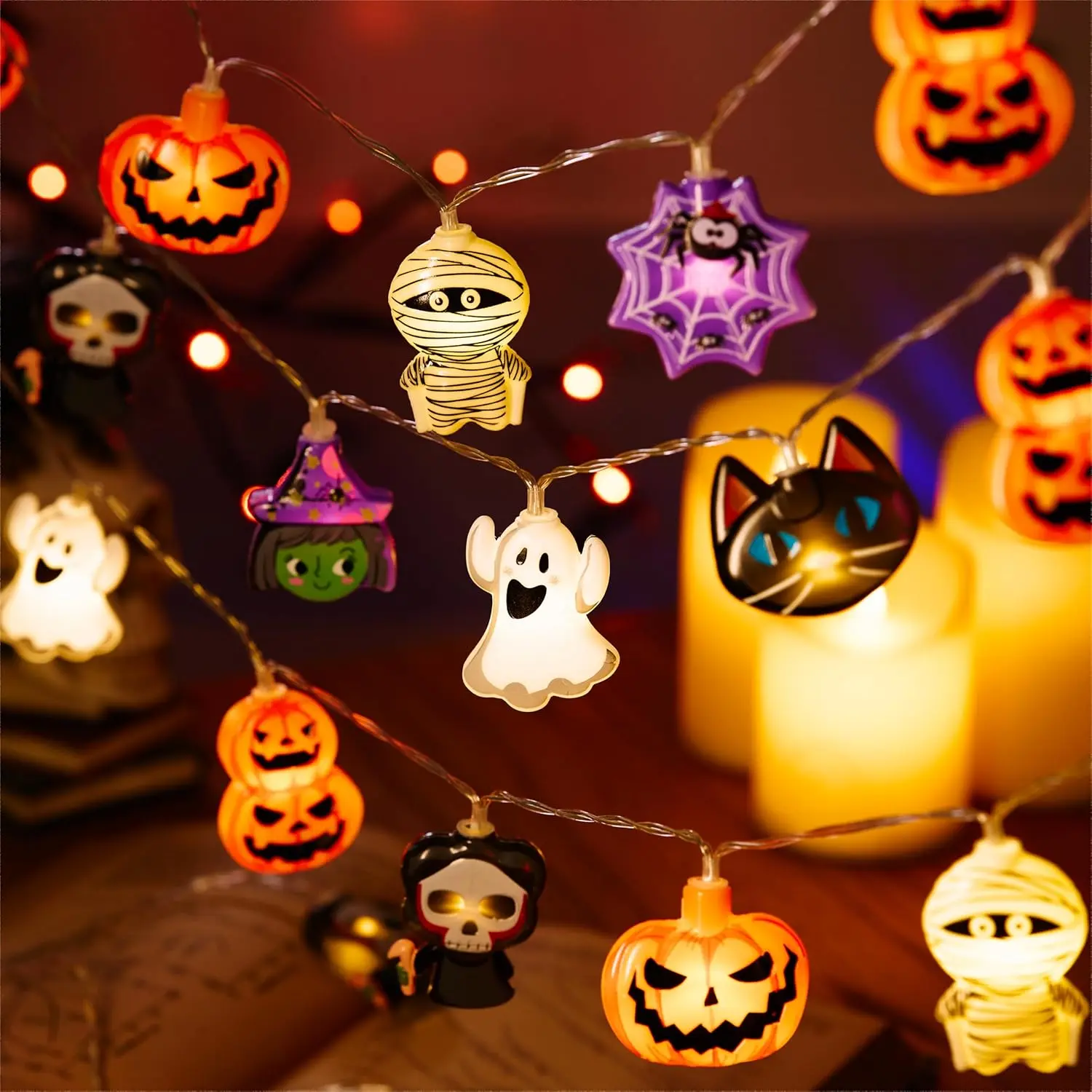 Halloween String Lights, 10FT 20 LED Halloween Lights Decor| Halloween Lights Decorations Battery Operated (Not Included) with Timer and 8 Modes, 2026 Trick or Treat Decor for Home
