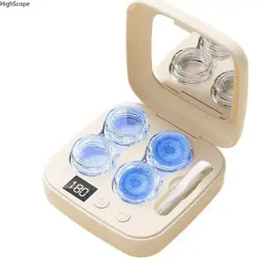 2026 New Rechargeable Ultrasonic Contact Lens Cleaner, Portable Lens Case with Built-in Vanity Mirror, Deep Cleaning Machine for Daily Home Use, Sports & Travel