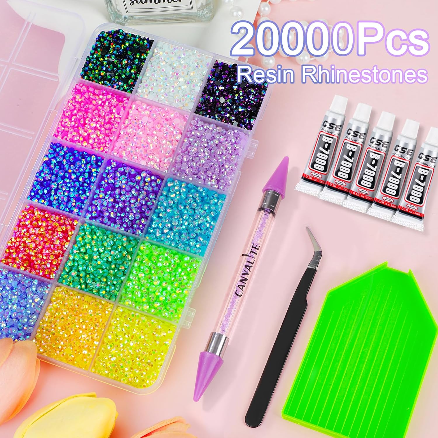 18000Pcs Jelly Synthetic Rhinestones for Bedazzling, Multicolor 3mm Flatback Rainbow Gems,3mm Multicolor Resin Flatback Synthetic Gems for Diamond Art, Bedazzler Kit for Crafting Book Shoes Nail Art