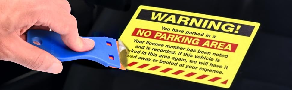 Plastic Razor Scraper, 2 Pack Razor Scraper with 120 Pcs Razor Blades for Removing Glue, Sticker, Decals, Tint from Car Window and Glass(Blue)