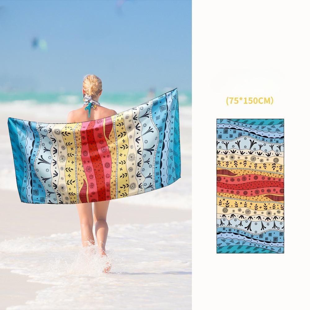 Beach towel Double-sided velvet absorbent swimming microfiber beach towel Printed quick-drying sports towel Universal golf