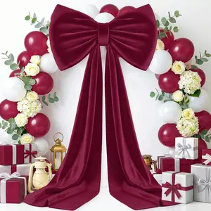 Large Bow Decor Burgundy Big Bow for Backdrop, 75x23 Inch Large Velvet Bows with Long Ribbon 3D Oversized Bows for Birthday Party Wedding Ceremony Baby Shower Wall Decorationsfidget toys