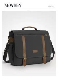 Men's Messenger Bag 15.6 Inch Laptop Bag, Vintage Canvas Briefcase, Retro Work Computer Bag, Water Resistant Cross-Body Satchel for Business Office