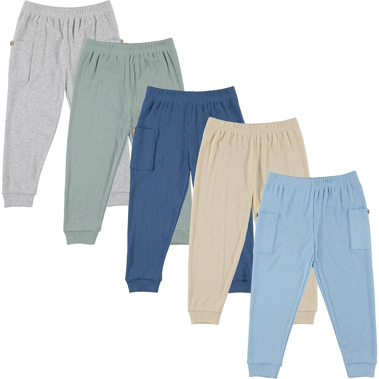 5-Pack Baby/Toddler Boys Jogger Pants - Lightweight Tapered Sweatpants - Lounge Jogger for Boys
