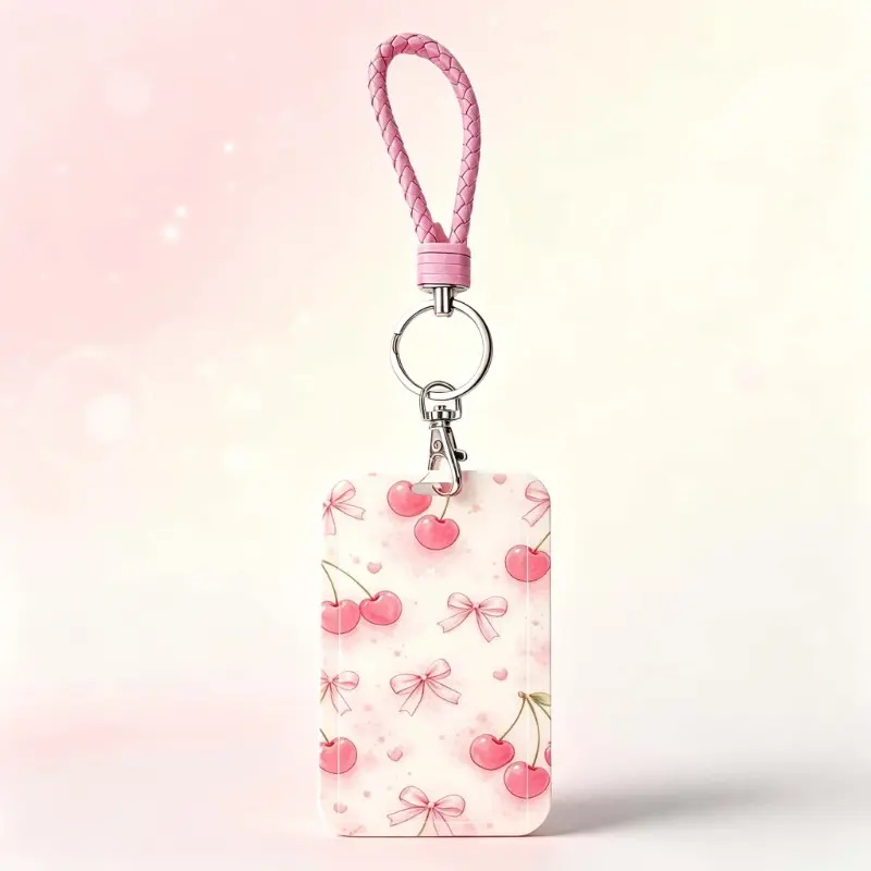 Floral Card Sleeve, Woven Bracelet Campus ID Food Access Pass Protector, Ideal for Work Ids, Student Cards, Daily Use Gift