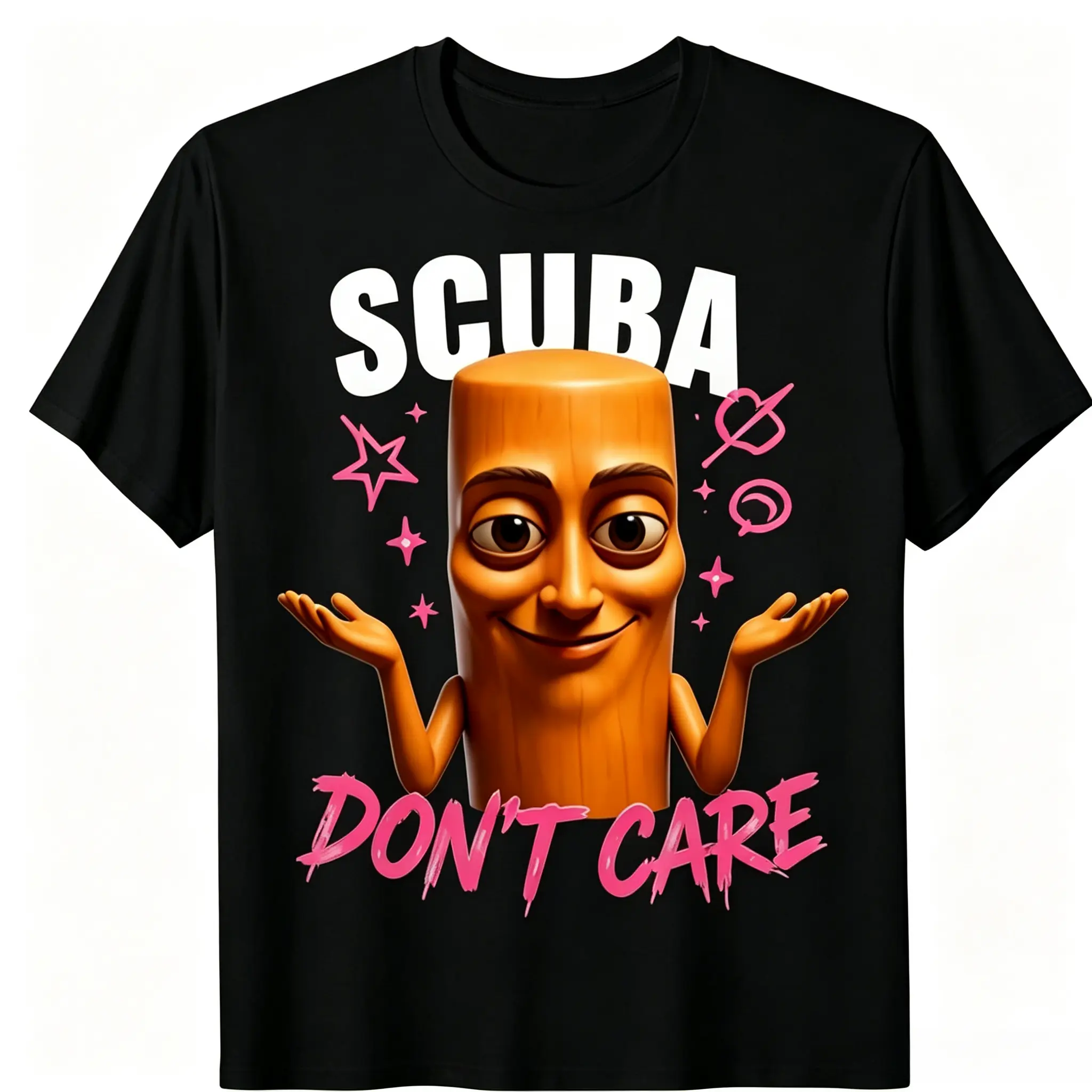Scuba Don't Care Graphic T-Shirt, Unisex Regular Fit Crew Neck Top for Casual Outfits, Breathable All Seasons Fabric with Reinforced Stitching, Machine Wash, Tops, Simple