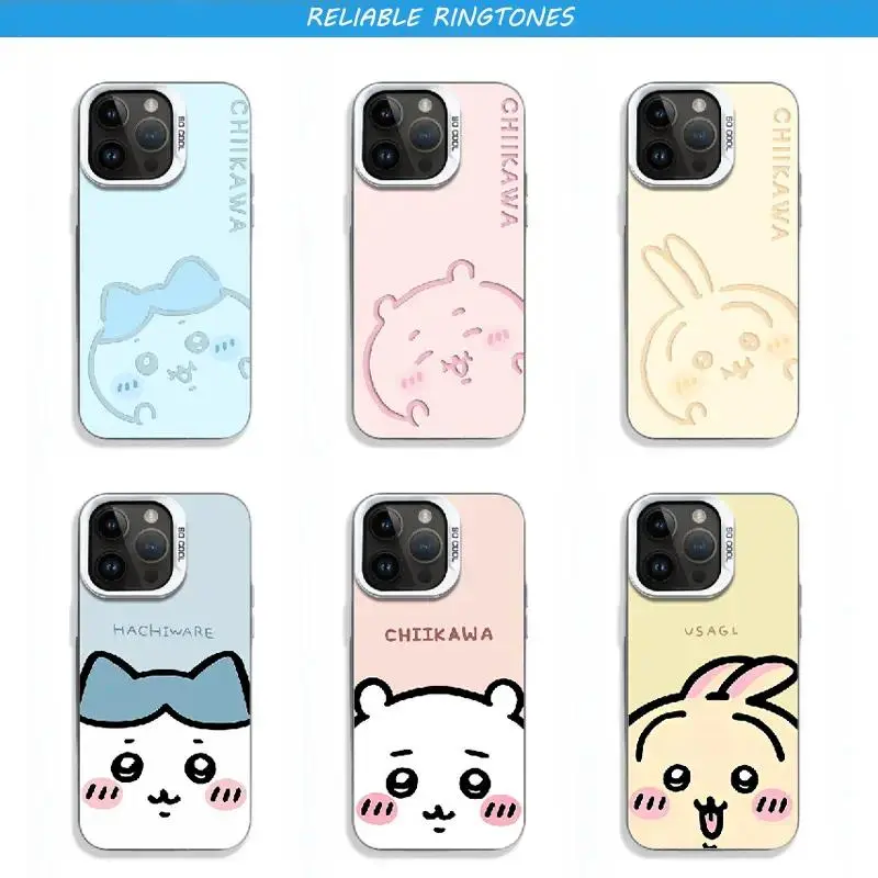 Cartoon Cute Couple C-Chiikawa Silicone TPU Flexible Shell Phone Case - Multi-Model Anti-Skid Compact Handheld Protector for iPhone 17,16,15,14,13,12,11 - Ideal Christmas Gift for Fans
